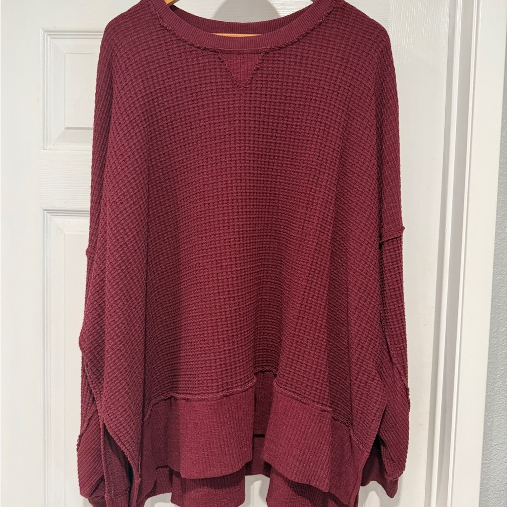 American Eagle Outfitters Maroon Textured Sweater